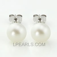 925 silver stud earrings with 7.5-8mm white button pearls